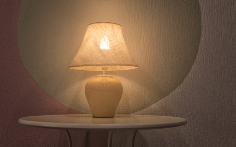 An image of a softly-lit table lamp