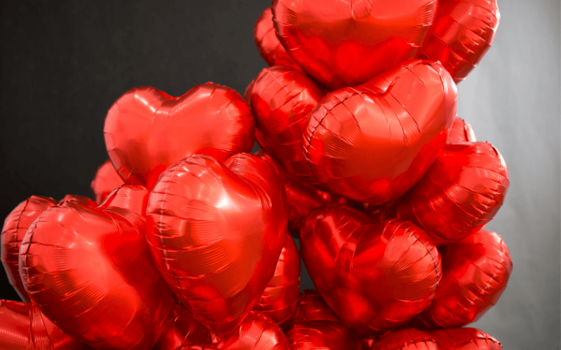 An image of heart-shaped balloons