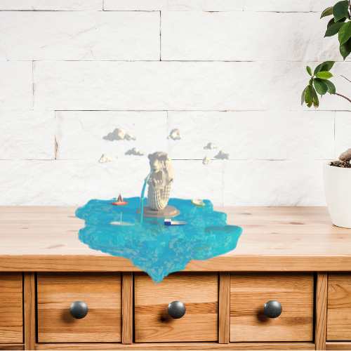 Small image of a small Merlion statue displayed on a shelf