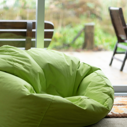 Small image of bean bags in front of a TV