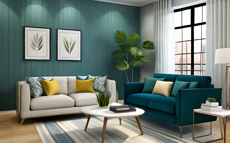 A cosy interior with statement wallpaper