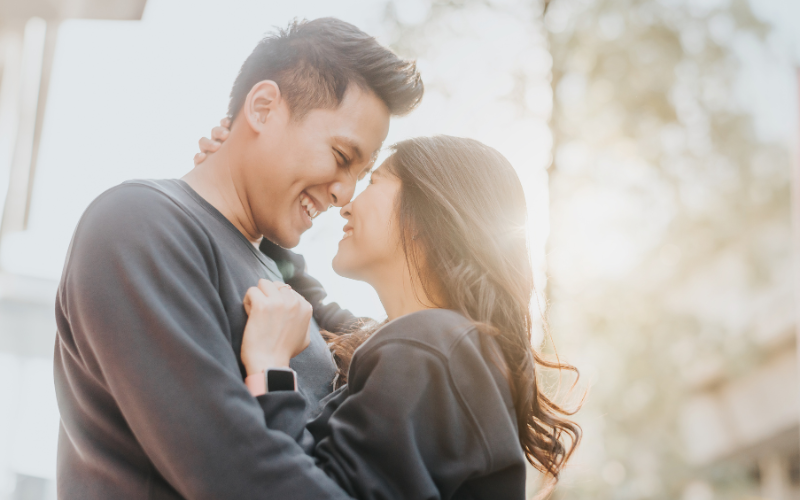 A couple embracing