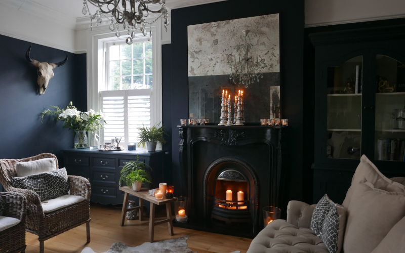 A trendy maximalist home featuring vintage pieces