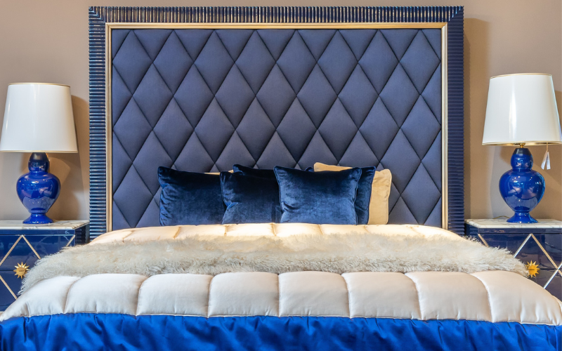 Elegant bed with plush bedding