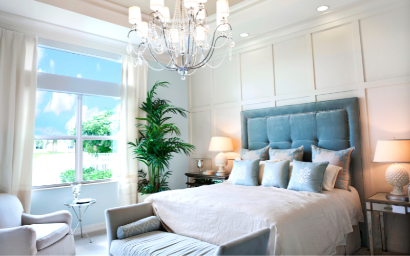 Stylish bedroom with blended decor
