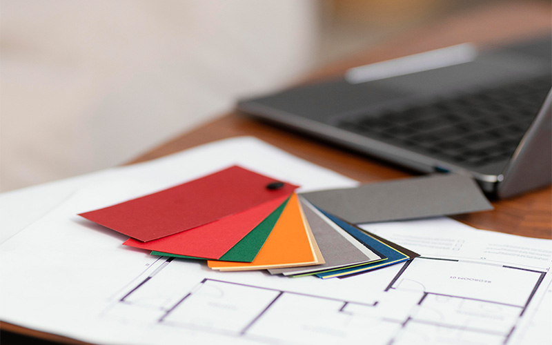 An image of interior design colour palettes