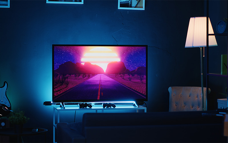 Image of a television with back lighting