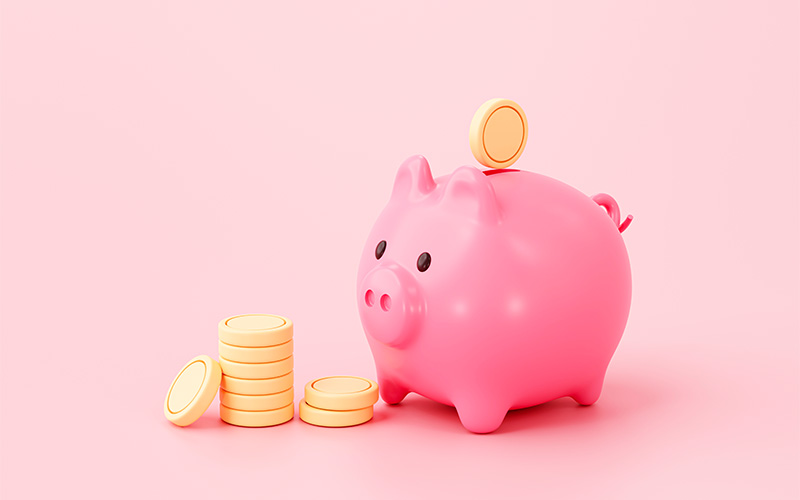 A stock photo of a piggy bank.