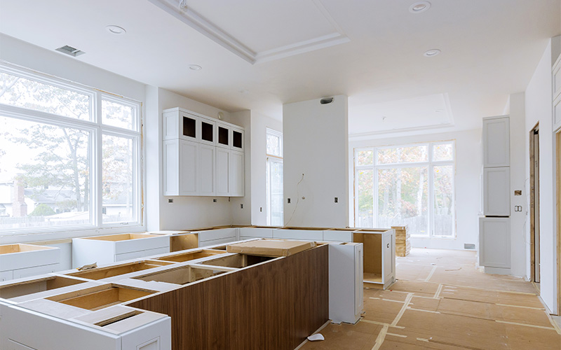 A stock photo of an interior renovation.