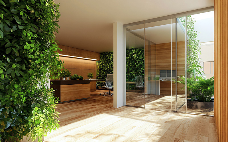 An image of glass doors