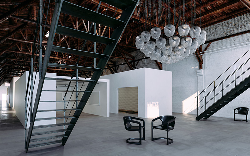 An image of modern industrial interior design