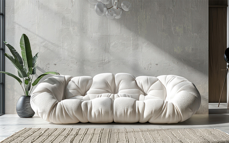 Image of a round, cloud-like sofa