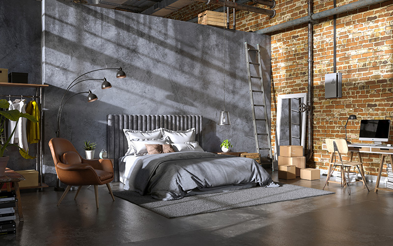 Industrial-style bedroom