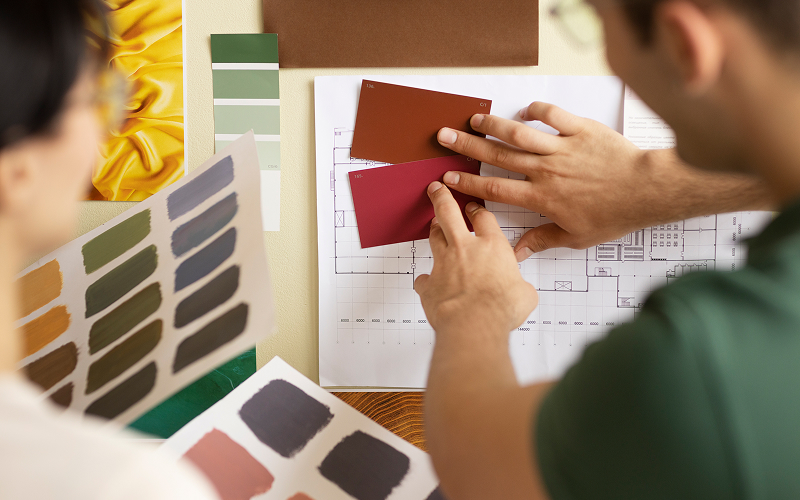 Interior design colour swatches