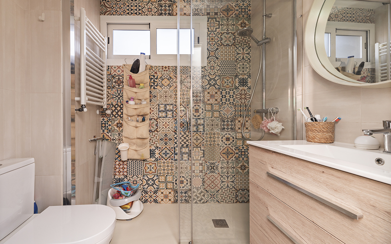 Peranakan tiles on a bathroom