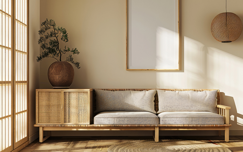 A stock photo of a Japandi interior design