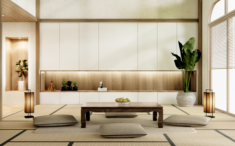 A stock photo of a Muji-inspired interior design