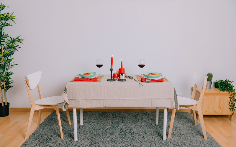 A minimalist dining space