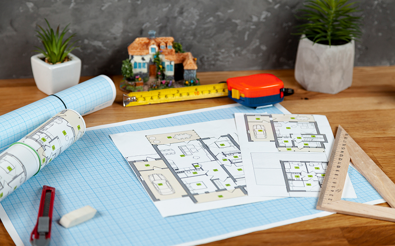 A room with an open-plan layout