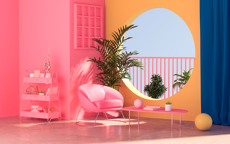 A shot of a colourful and personality-filled room corner