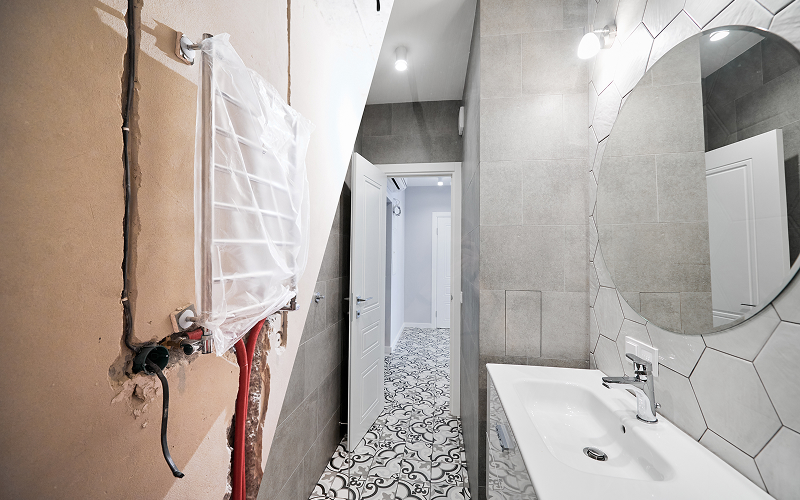 A stock photo of bathroom renovation.