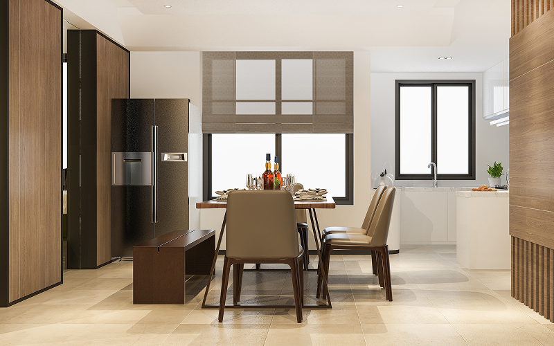 A stock photo of a compact dining area in a 3 room flat.