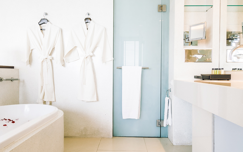 Compact and clean bathroom