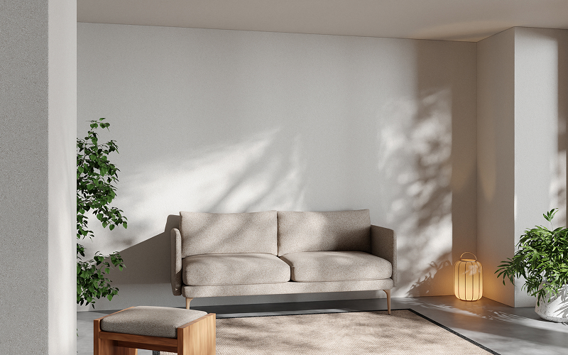 a minimalist living room with natural lighting.
