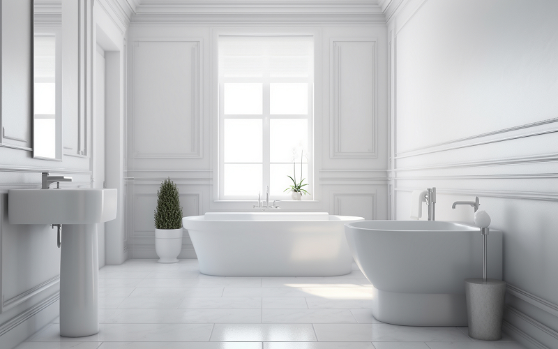 An all-white bathroom