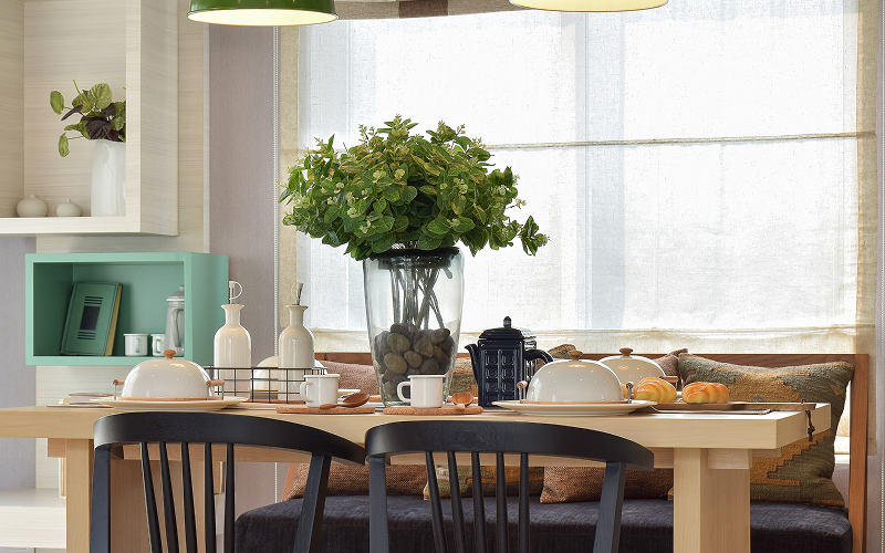 a well-placed dining area in a kitchen