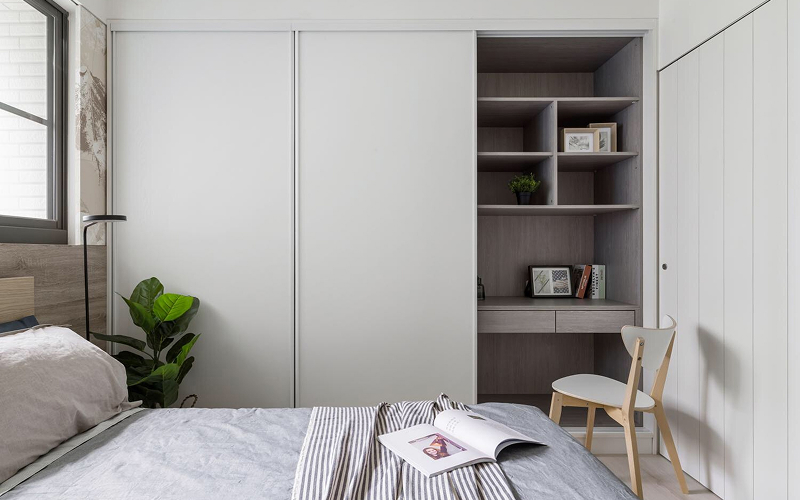 vertical storage in a bedroom