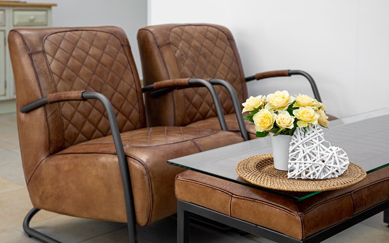 a mid-century-styled modern furniture in a living room