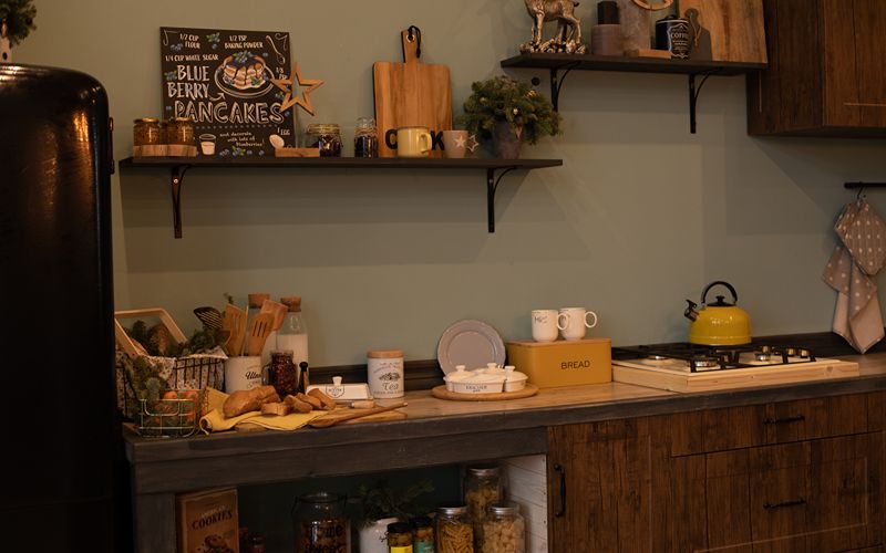 a retro-styled aesthetic kitchen