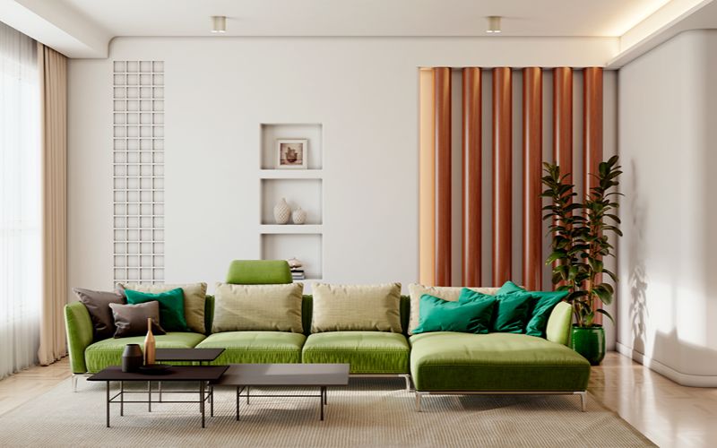 a well-coloured modern and luxurious living room