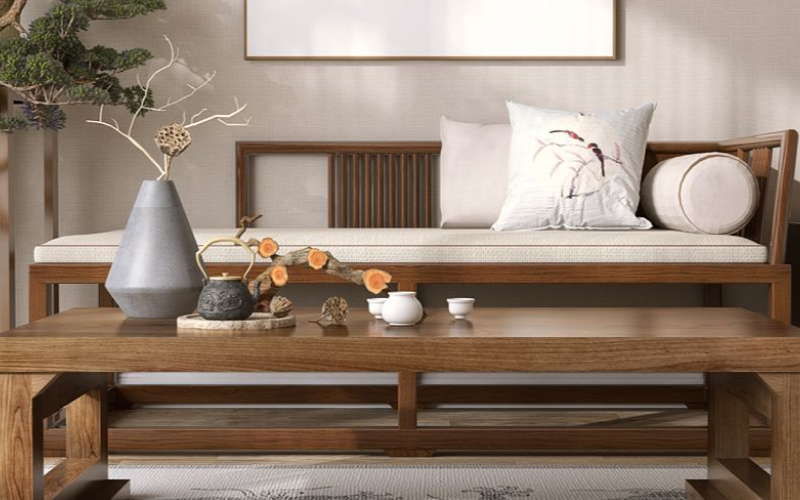 Image of a wood Japandi style furniture